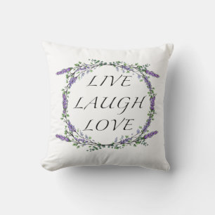 Lavender and Eucalyptus Live Laugh Love Throw Pillow