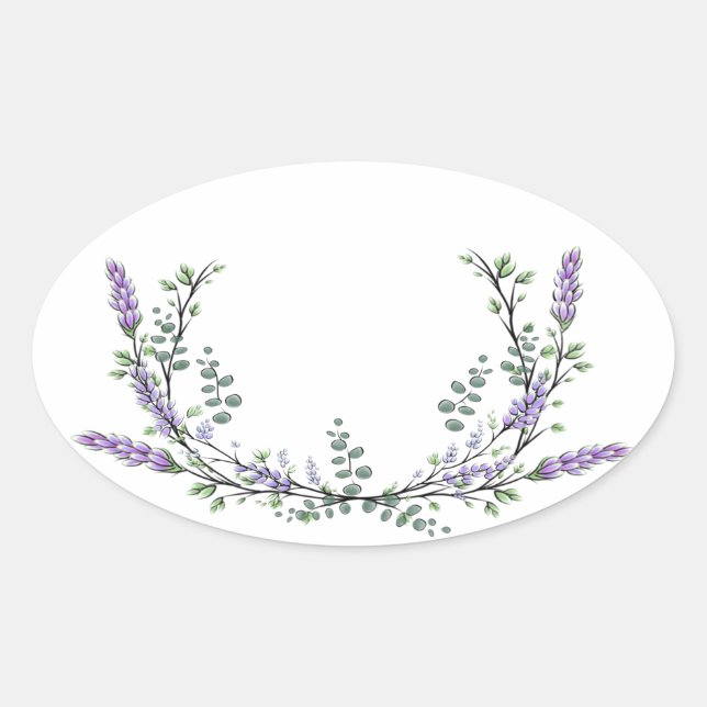 Lavender and Eucalyptus Oval Sticker (Front)