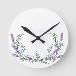 Lavender and Eucalyptus Round Clock