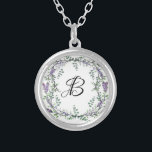 Lavender and Eucalyptus Silver Plated Necklace<br><div class="desc">An elegant and vintage design featuring eucalyptus and lavender painted in romantic watercolor.</div>