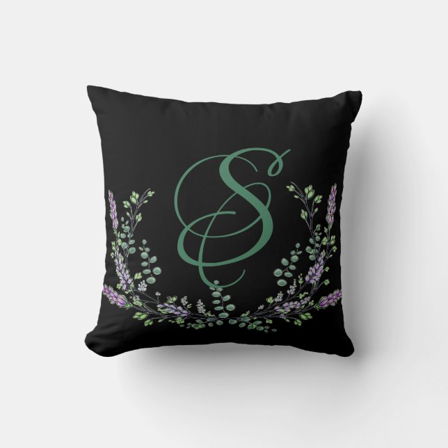 Lavender and Eucalyptus Throw Pillow (Front)