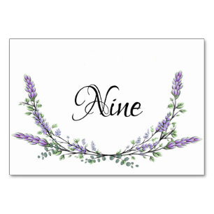 Lavender and Eucalyptus watercolor table nine Table Number