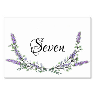 Lavender and Eucalyptus watercolor table seven Table Number