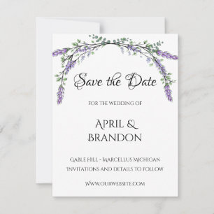 Lavender and Eucalyptus Wedding  Save The Date