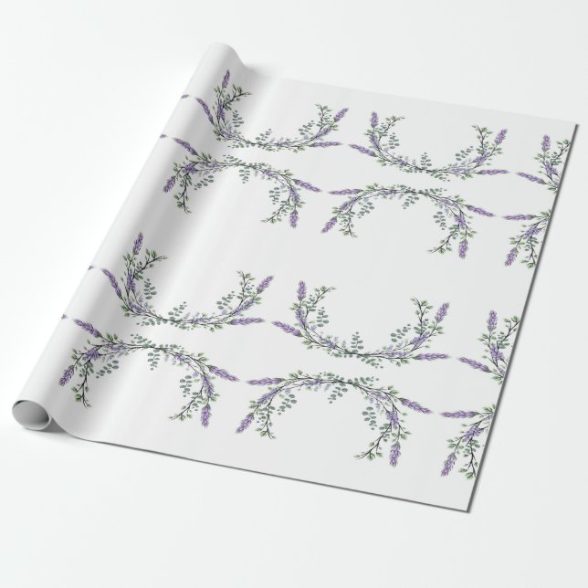 Lavender and Eucalyptus Wrapping Paper (Unrolled)