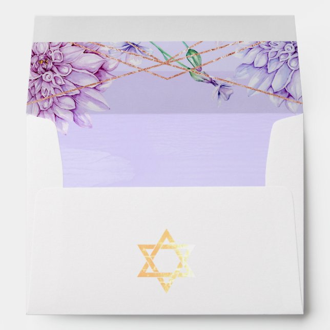 Lavender and Gold Floral Geometric Bat Mitzvah Envelope (Back (Bottom))