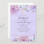 Lavender and Gold Floral Geometric Bat Mitzvah Invitation<br><div class="desc">Pastel lavender and faux gold glitter geometric bat mitzvah invitation with accents of blue and ethereal greenery.</div>
