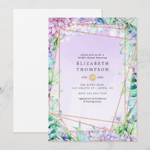 Lavender and Gold Floral Geometric Bridal Shower Invitation