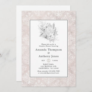 Lavender and Gold Floral Geometric Couples Shower Invitation