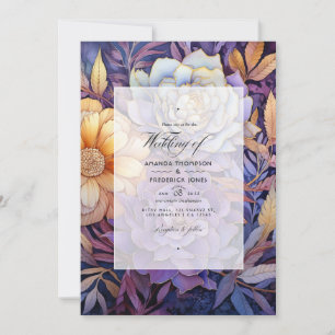 Lavender and Gold Floral Winter Wedding Invitation