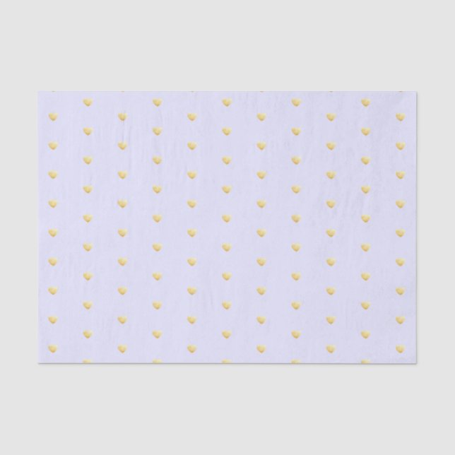 Lavender and Gold Hearts Faux Foil Pattern Tissue Paper (Front)