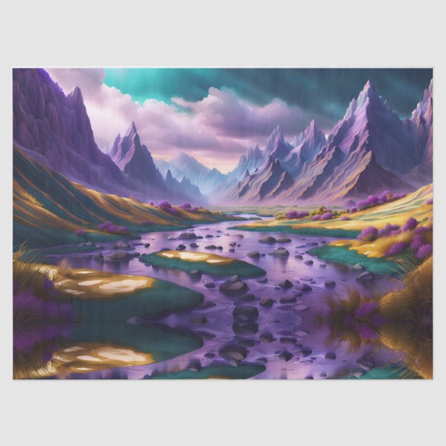 Lavender and Gold Landscape Tissue Paper (Front)