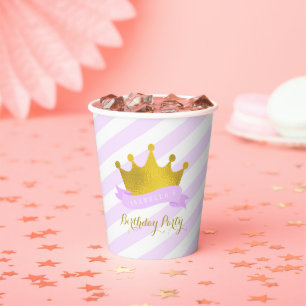 Lavender and Gold Princess Birthday Party Paper Cu Cups