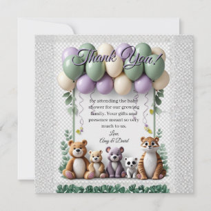 Lavender and Green Baby Shower Flat Thank You Card