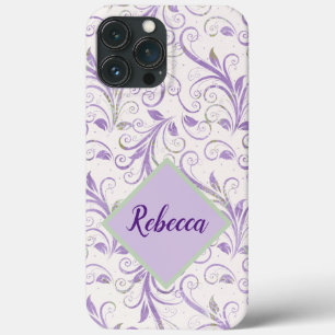 Lavender and Green Iphone case, personalized 13 Pro Max Case