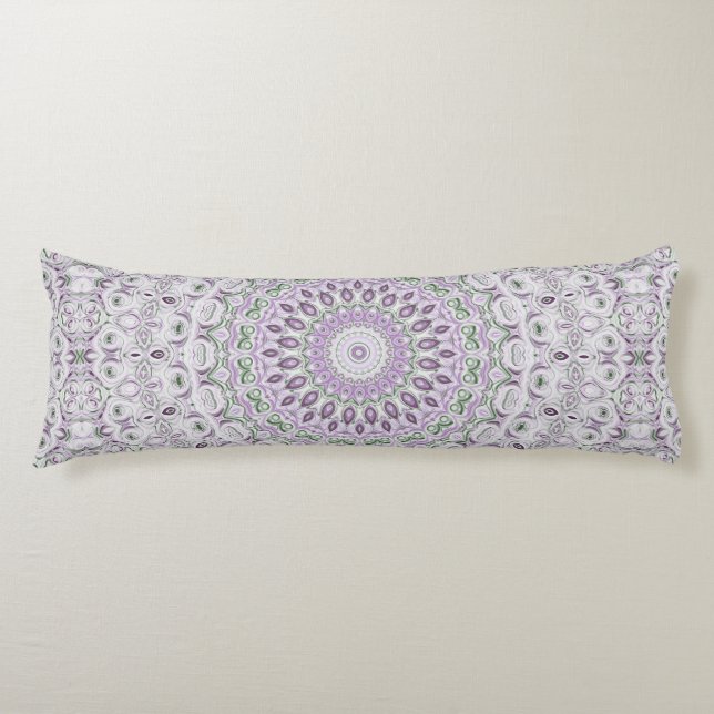 Lavender and Green Mandala Pattern Design Body Pillow (Front)