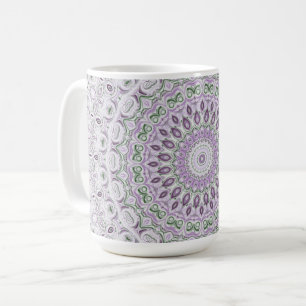 Lavender and Green Mandala Pattern Design Coffee Mug