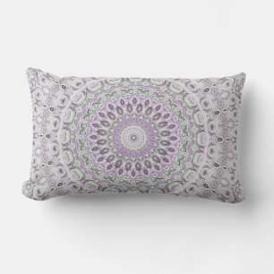 Lavender and Green Mandala Pattern Design Lumbar Pillow