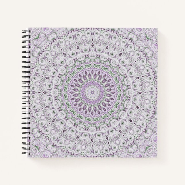 Lavender and Green Mandala Pattern Design Notebook (Front)