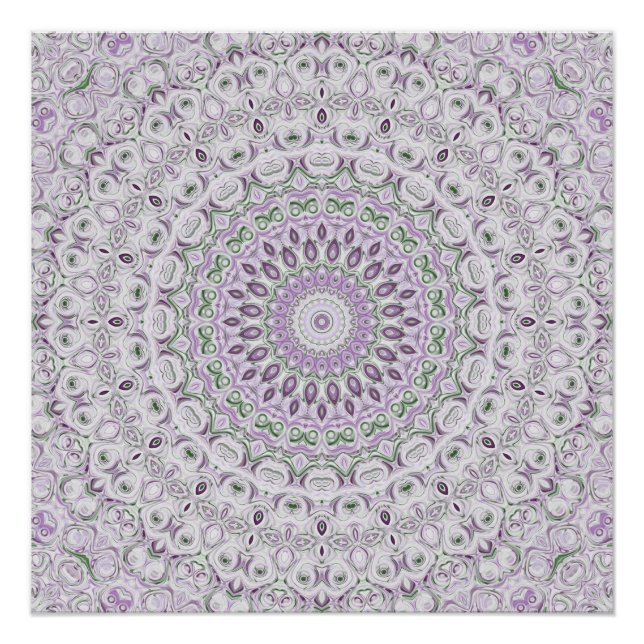 Lavender and Green Mandala Pattern Design Poster (Front)
