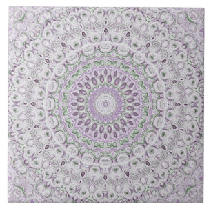 Lavender and Green Mandala Pattern Design Tile