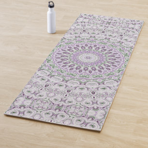 Lavender and Green Mandala Pattern Design Yoga Mat