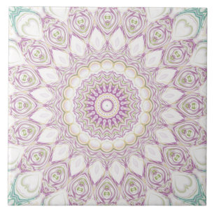 Lavender and Green Pastel Mandala Pattern Design Tile