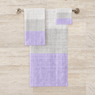 Lavender and Grey Crosshatch Pattern, Bath Towel Set