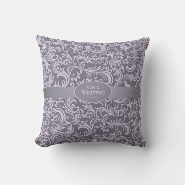 Lavender and Grey Elegant Wedding Throw Pillow (Front)