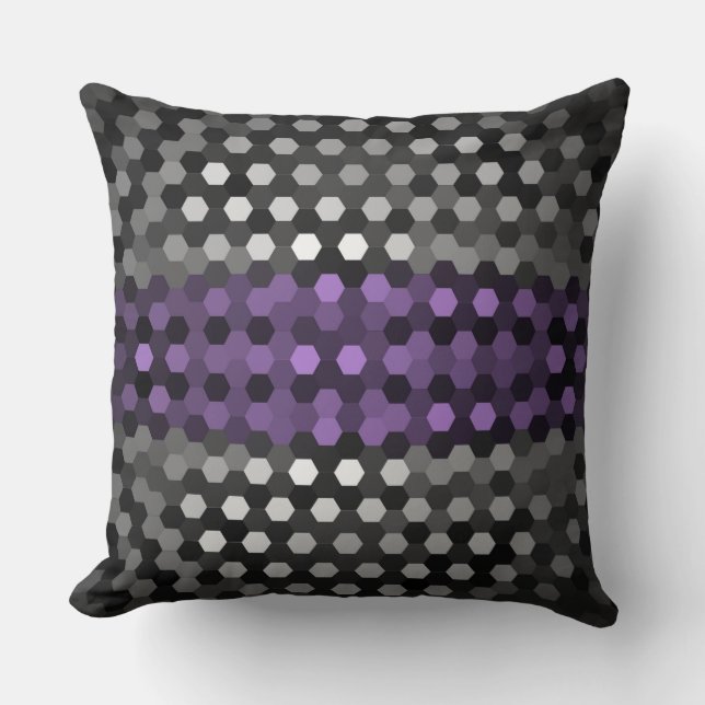 Lavender and Grey Hexagons Pattern Throw Pillow (Front)