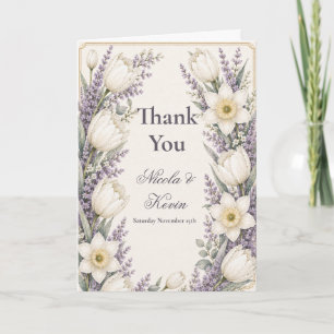 Lavender and Ivory Wedding Thank You Card