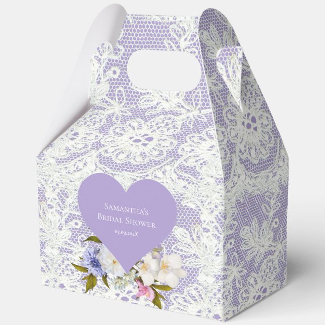 Lavender and Lace Bridal Shower Favor Box (Front)