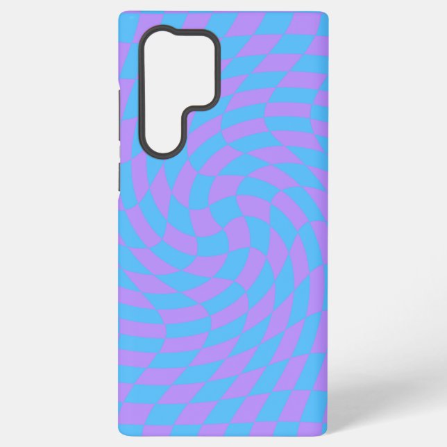 Lavender and Light Blue Chequered  Pattern   Samsung Galaxy S22 Ultra Case (Back)