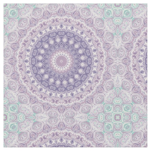 Lavender and Lilac Mandala Pattern Fabric (Close Up)