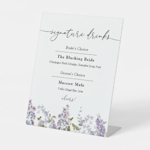 Lavender and Lilacs Signature Drinks Pedestal Sign