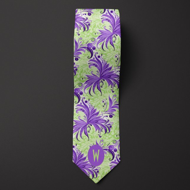 Lavender and Lime Green Monogram Tie (Creator Uploaded)
