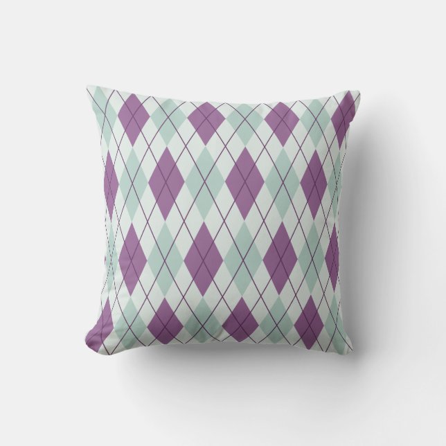 Lavender and Mint Green Argyle Accent Cushions (Front)