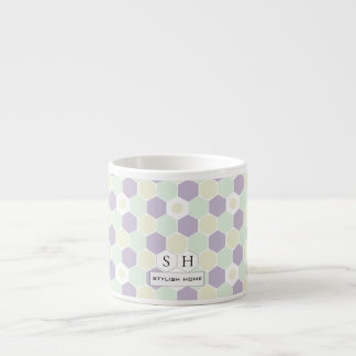 Lavender and Mint Hexagons and Circles Pattern Espresso Cup