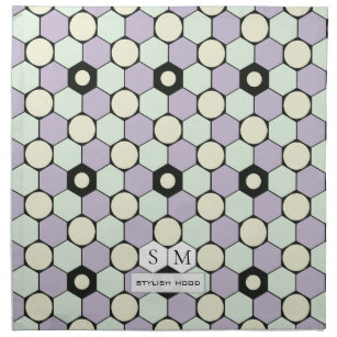 Lavender and Mint Hexagons and Circles Pattern Napkin