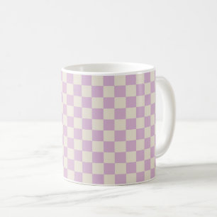 Lavender and Off White Checkerboard Coffee Mug