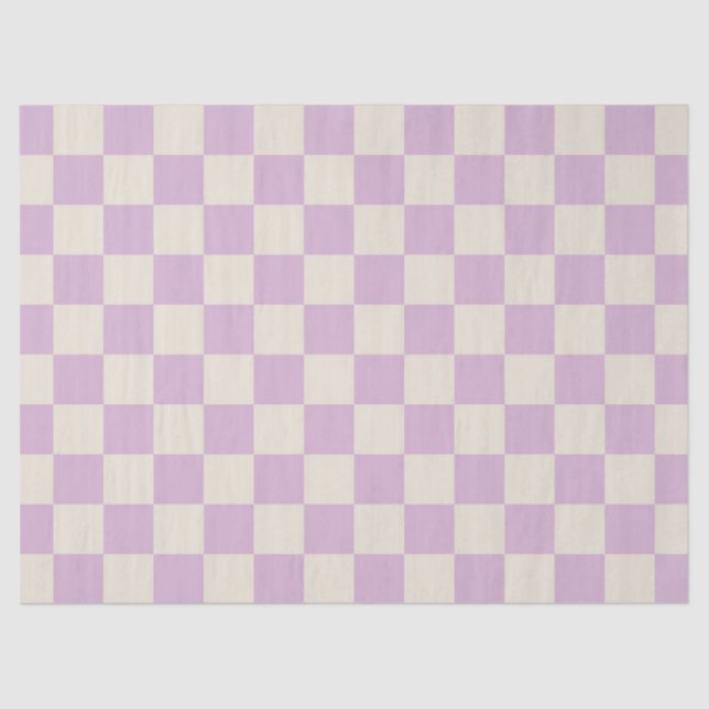 Lavender and Off White Chequerboard Tissue Paper (Front)
