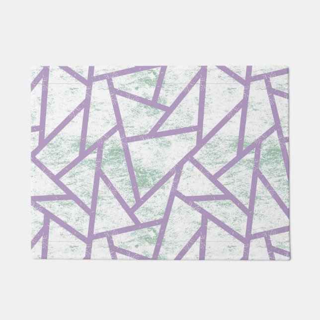 Lavender and pale green mosaic pattern doormat (Front)