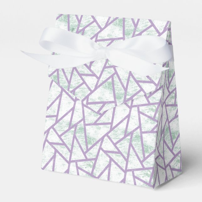 Lavender and pale green mosaic pattern favor box (Front Side)