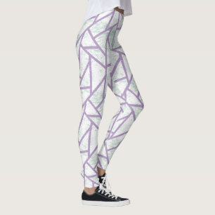 Lavender and pale green mosaic pattern leggings