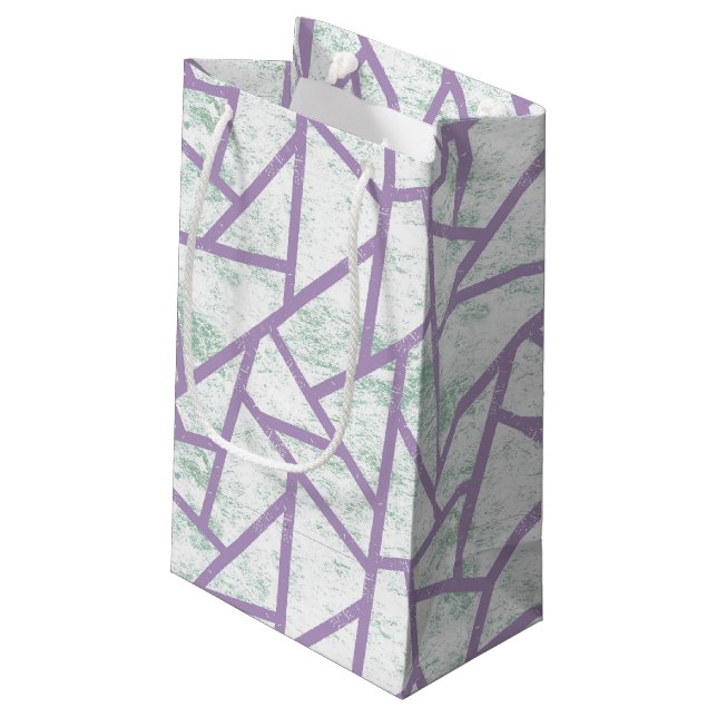 Lavender and pale green mosaic pattern small gift bag (Back Angled)