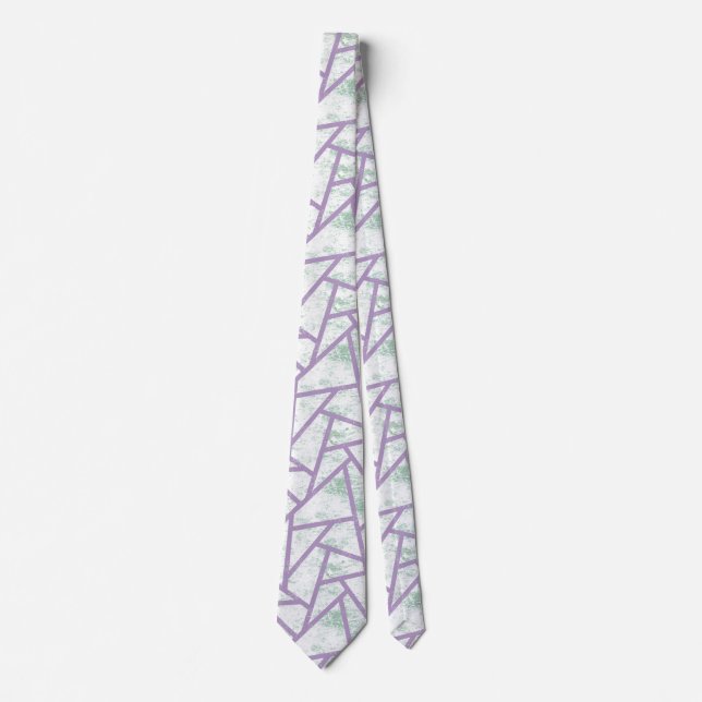 Lavender and pale green mosaic pattern tie (Front)