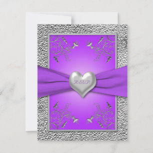 Lavender and Pewter Heart RSVP Card