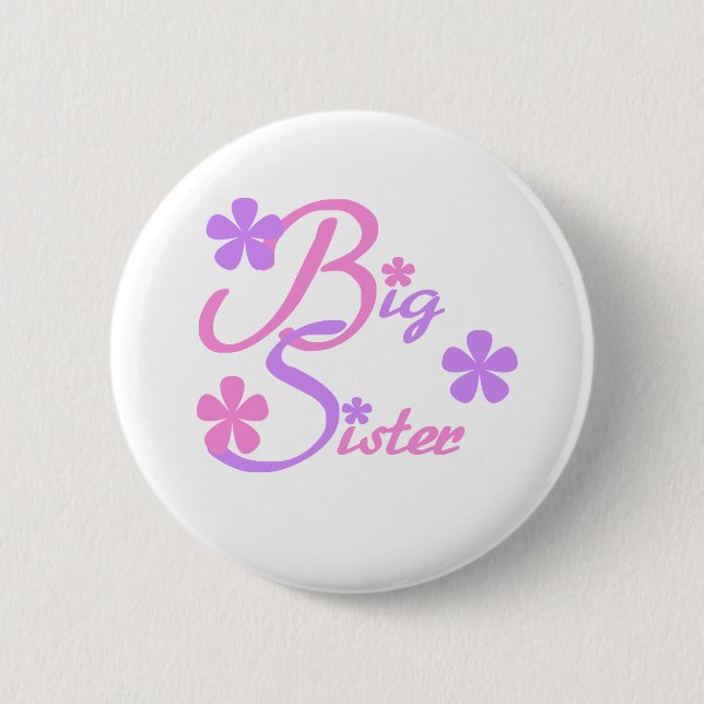 Lavender and Pink Big Sister 2 Inch Round Button (Front)