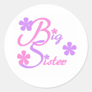 Lavender and Pink Big Sister Classic Round Sticker