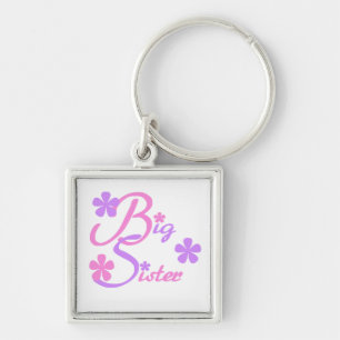 Lavender and Pink Big Sister Gifts Keychain